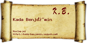 Kada Benjámin névjegykártya