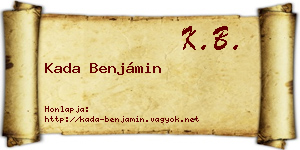 Kada Benjámin névjegykártya